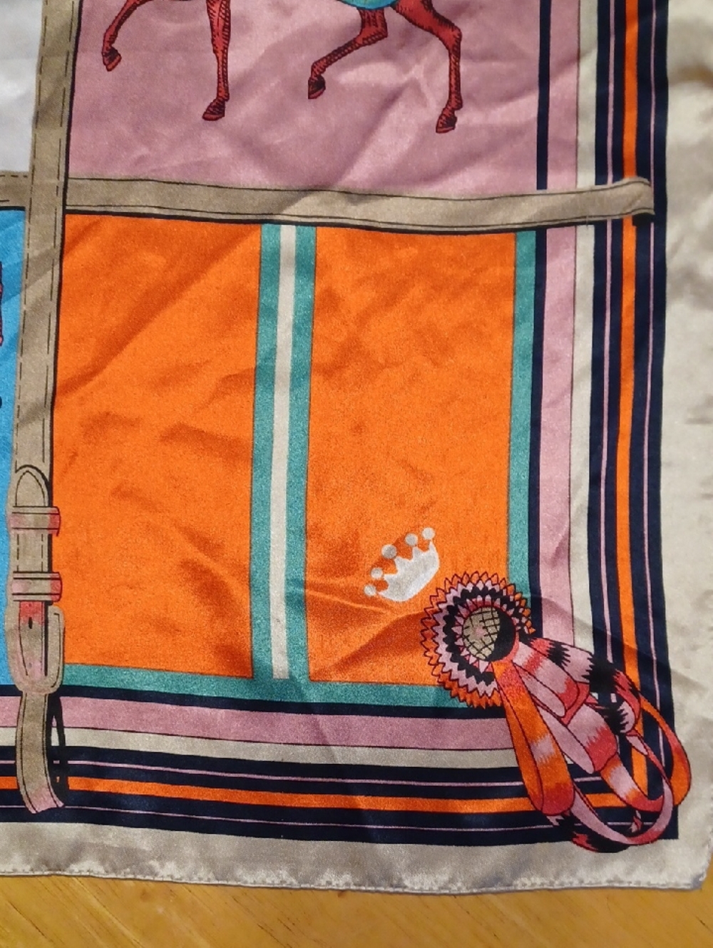 Equestrian Patchwork 90x90cm Polyester Scarf in Bright Multi Colors - Picture 10 of 16